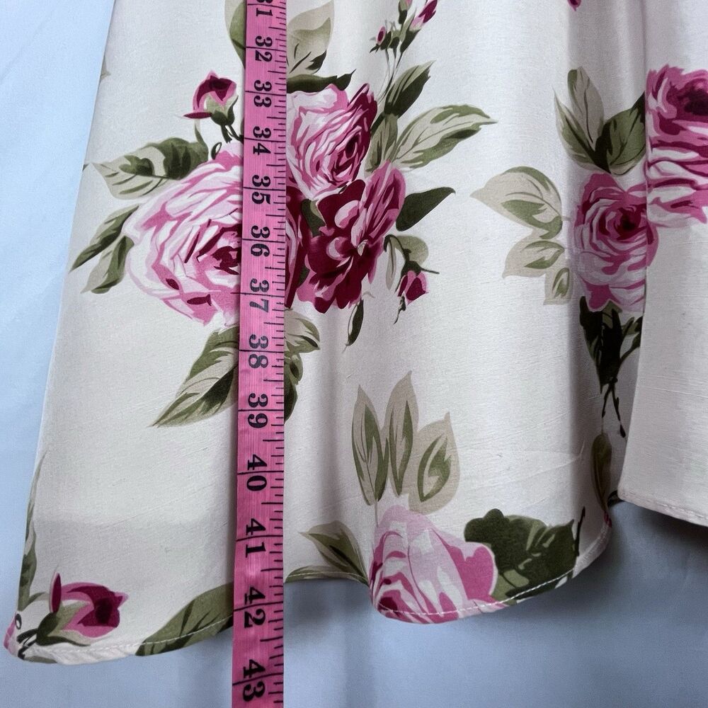 Donna Ricco 100% Silk Floral Dress Size 8 Pink Roses Fit Flare - Picture 15 of 16